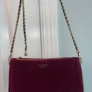 GWP Gucci Burgundy Velvet Crossbody Bag NWOT